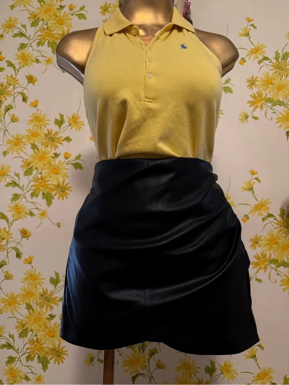 Ralph Lauren Yellow Halter Polo Tank with Blue embroidered logo size M 8-10